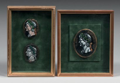 A collection of three enamel on copper medallions...