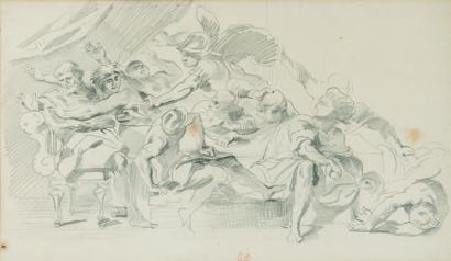 Eugène DELACROIX (1798-1863) Scène antique
Dessin au crayon noir et à l'estompe,...