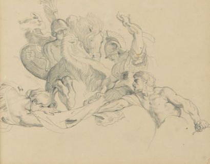 Eugène DELACROIX (1798-1863) Battle
scene Pencil drawing, stamped with the initials...
