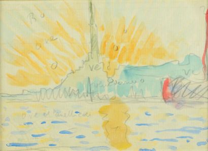 Paul SIGNAC (1863-1935) Gènes, la Lanterna à l'apparition du soleil, 1904
Aquarelle...
