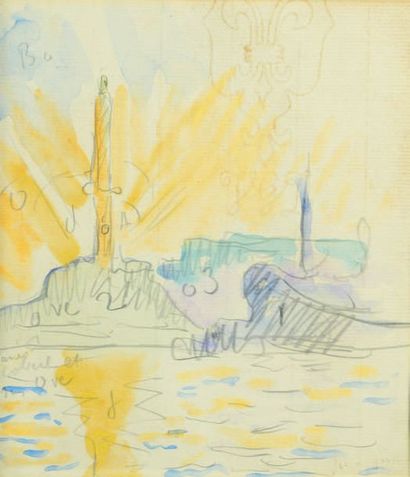 Paul SIGNAC (1863-1935) Gènes, la Lanterna au lever du soleil, 1904
Aquarelle sur...