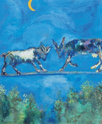 Marc CHAGALL (1887-1985) Les deux chèvres (Fables de la Fontaine), circa 1927
Gouache,...