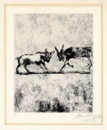 Marc CHAGALL (1887-1985) Les deux chèvres (Fables de la Fontaine), vers 1927 Gouache,...