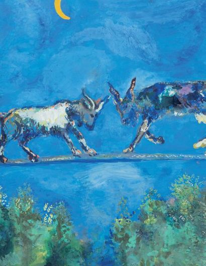 Marc CHAGALL (1887-1985) Les deux chèvres (Fables de la Fontaine), circa 1927 Gouache,...