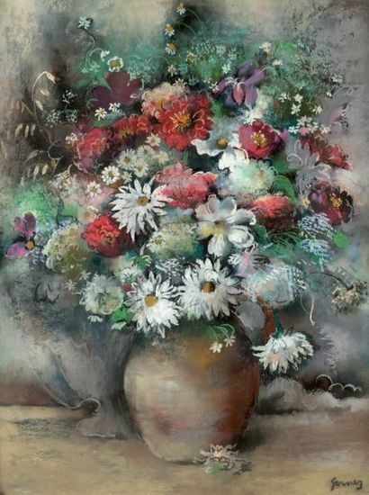 Paul élie gernez (1888-1948) Bouquet de fleurs variées
Pastel, signé en bas à droite
64...