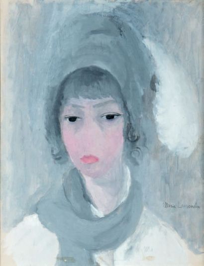 Marie LAURENCIN (1883-1956) Le chapeau gris
Huile sur papier, signée vers le bas...