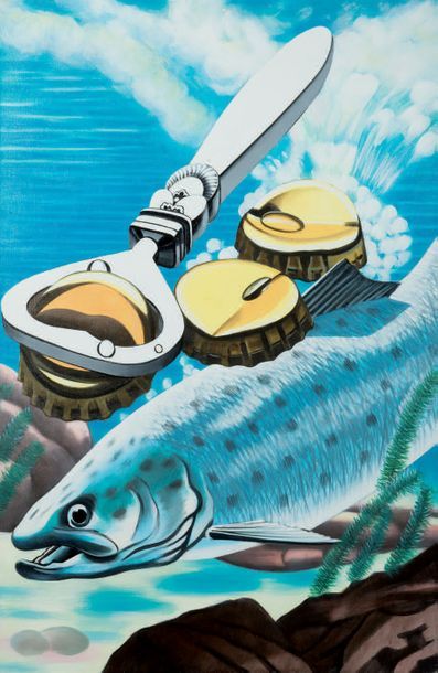 Gudmundur GUDMUNDSSON dit ERRO (né en 1932) Saumon (Série: Fishing Ground, Formentera),...