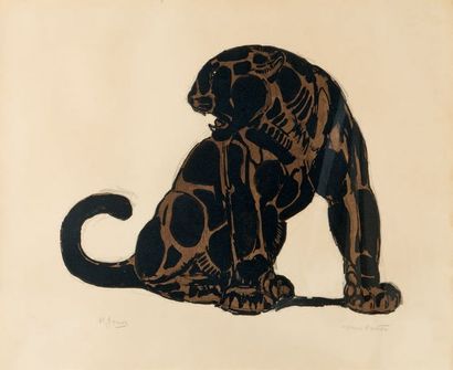 Paul JOUVE (1880-1973) Jaguar assis
Lithographie originale en couleurs et en noir....
