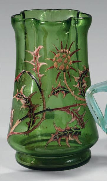 GALLÉ Émile (1846-1904) Vase cylindrique à col polylobé à chaud. Épreuve de ti­rage...