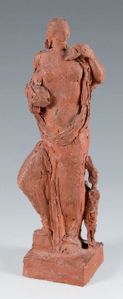 PRIVAT Georges (1892-1969) Nude woman with original terracotta drape
, unsigned and...