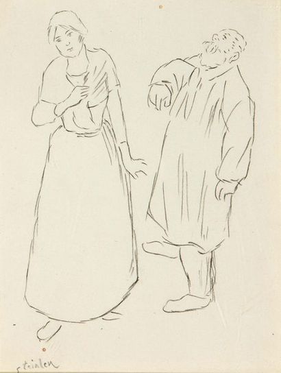 Théophile Alexandre STEILEN (1859-1923) Couple - Le défilé
Ensemble de deux dessins,...