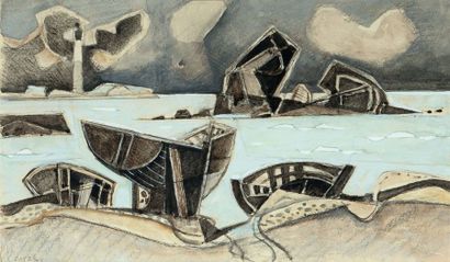 Georges DAYEZ (1907-1991) Boats on the sea
Watercolour and ink, signed below left
18...