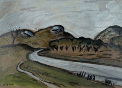 Auguste CHABAUD (1882-1955) Chemin dans la montagne
Huile sur carton, signée en bas...