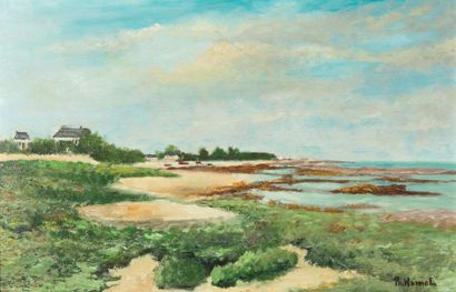 Ph. HAMEL (XXème siècle) Coastal edge in Brittany
Oil on panel, signed below right.
27...