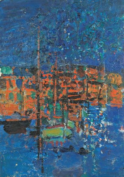 Jacques YANKEL (né en 1920) Soir sur le port
Huile sur toile, signée en bas à droite.
65...