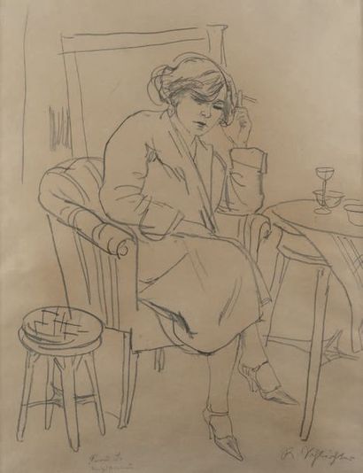 Rudolph SCHLICHTER (1890-1955) Mrs S, sitting in an armchair, around 1930
Black pencil...