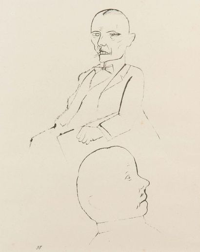 George GROSZ (1893-1959) Deep in thought, 1920
Lithographie. Légères rousseurs. (A.Dückers...
