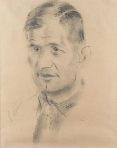 George GROSZ (1893-1959) Man
's head Charcoal and stump drawing, signed down to the...