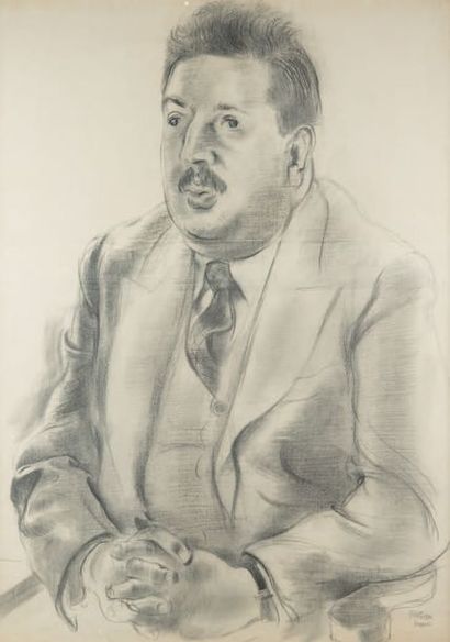 George GROSZ (1893-1959) Portrait of a man (Eric Cohn), 1934
Black pencil and stump...