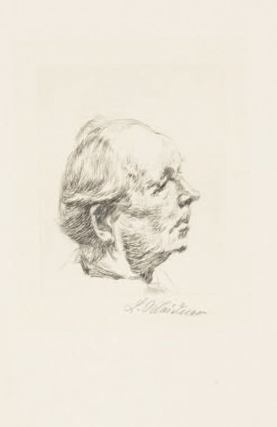 Ludwig MEIDNER (1884-1966) Head man in profile to the right (Wilhelm Lehmann)
etching,...