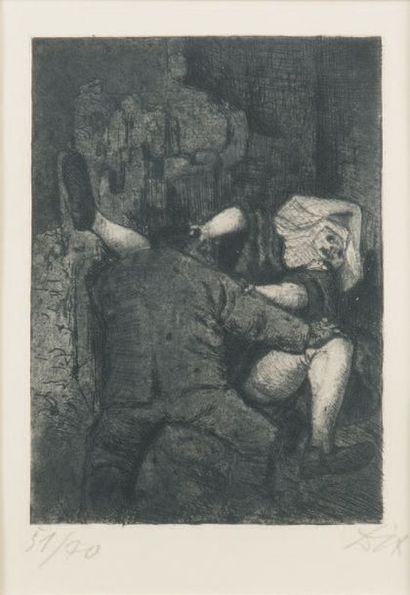 Otto DIX (1891-1969) Soldier and nun, 1924
etching, signed lower right and numbered...