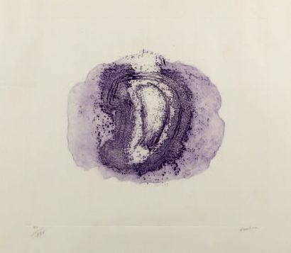 Jean FAUTRIER (1898-1964) Purple hostage, 1947
etching and aquatint in colours, signed...