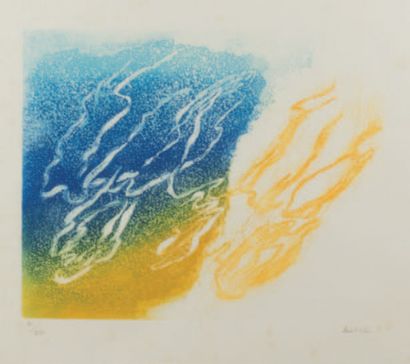 Jean FAUTRIER (1898-1964) L'Orage
Aquatinte en couleurs sur Japon, signée et numérotée...