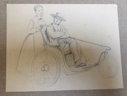 Auguste BORGET (1809-1877) Deux personnages, dessin 12.5 x 17 cm