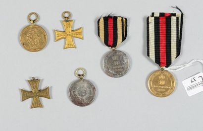  Six médailles commémoratives allemandes de la guerre de 1870/1871 et 1874. Bon ...