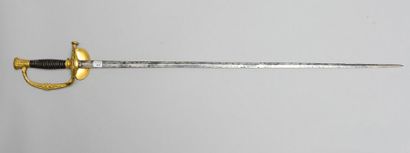 null Épée d'officier d'état-major modèle 1817 à ciselures, garde en laiton ciselée...
