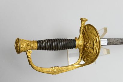 null Épée d'officier d'état-major modèle 1817 à ciselures, garde en laiton ciselée...