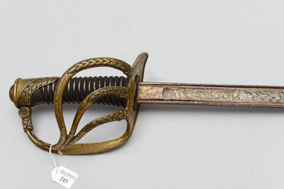 null Sabre d'officier de cavalerie, garde de type 1822 de ligne en laiton ciselée ;...