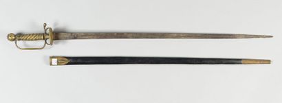 null Épée d'infanterie du premier tiers du XVIIIe, garde en laiton ; lame losangée ;...