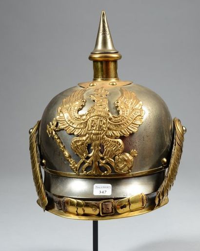 null Casque à pointe de cuirassier troupe, modèle 1862/1867, bombe en fer, garnitures...