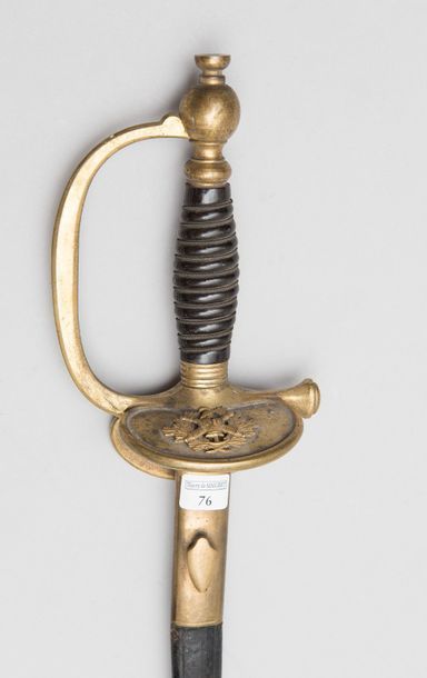 null Épée de l’école polytechnique, modèle 1872, garde en laiton doré, fourreau cuir...