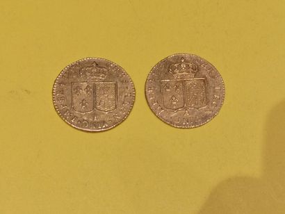 null 2 pièces en or Louis XVI datées 1787 et 1790