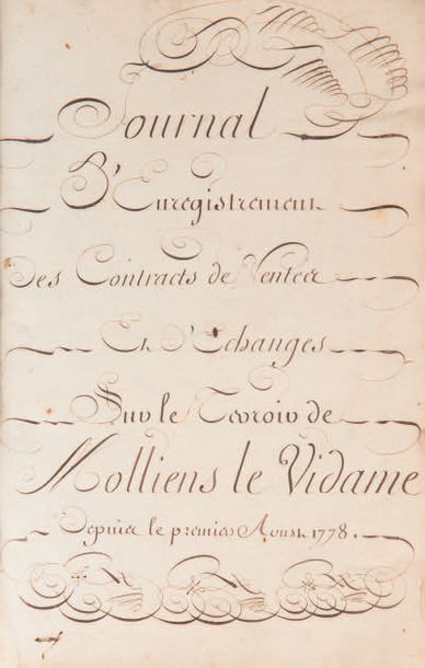 [PICARDIE / MOLLIENS]. Manuscrit du milieu du XVIIIe siècle en sept volumes in-folio,...
