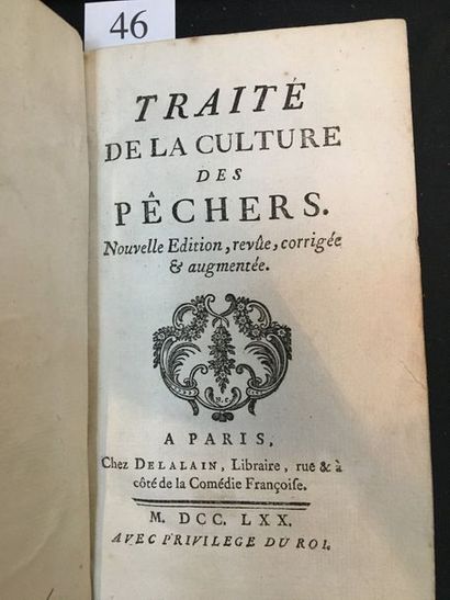 [HORTICULTURE - COMBLES (M. de)] Traité de la culture des pêchers. A Paris, Chez
Delalain,...