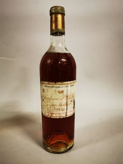 null 1 bouteille CH. D'YQUEM, 1° Grand cru Supérieur Sauternes 1950 (et, MB, traces...