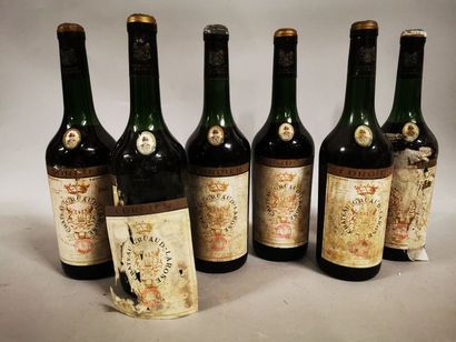 null 6 bouteilles CH. GRUAUD-LAROSE, 2° cru Saint-Julien 1962 (ett, LB, haut du médaillon,...