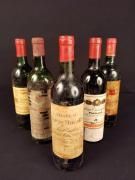 null Ensemble de 5 bouteilles :1 bouteille CH. CROIZET-BAGES, 5° cru Pauillac 1964...