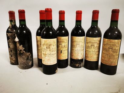 null 8 bouteilles CH. LA LAGUNE, 3° cru Haut-Médoc 1967 (elt, ela, 2 SE, niveaux...