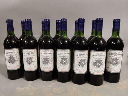 null 12 bouteilles CH. LA CONSEILLANTE, Pomerol 1975 (ela, elt, 4 J, 4 TLB, 3 LB,...