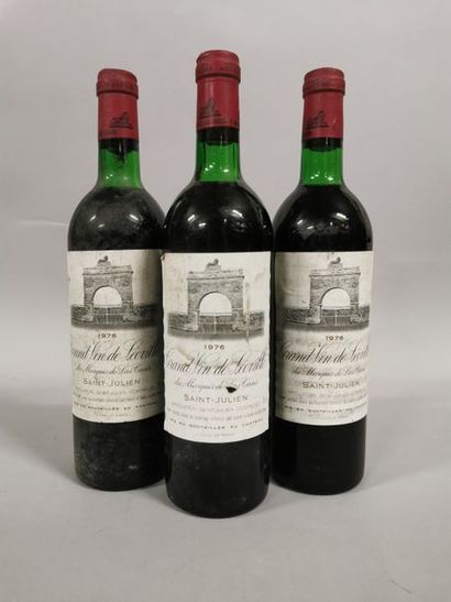 null 3 bouteilles CH. LEOVILLE-LAS-CASES, 2° cru Saint-Julien 1976 (es, 2 TLB, 1...