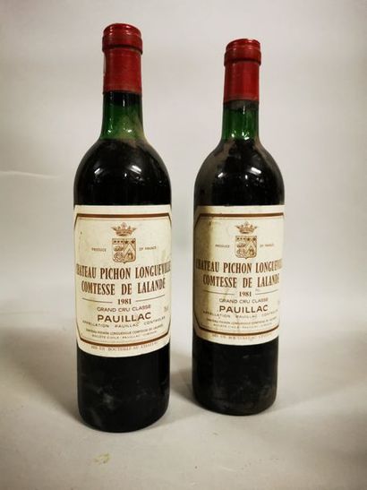 null 2 bouteilles CH. PICHON-LONGUEVILLE*COMTESSE, 2° cru Pauillac 1981 (et, capsules...