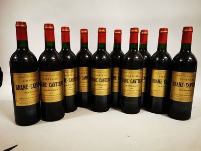 null 10 bouteilles CH. BRANE-CANTENAC, 2° cru Margaux 1995 (etls, 1 etla) 