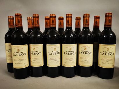 null 12 bouteilles CH. TALBOT, 4° cru Saint-Julien 1995 (7 etlt; 5 elt; etls) 