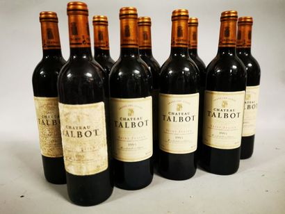 null 11 bouteilles CH. TALBOT, 4° cru Saint-Julien 1995 (els, 1 etlt, 4 elt, 2 et;...