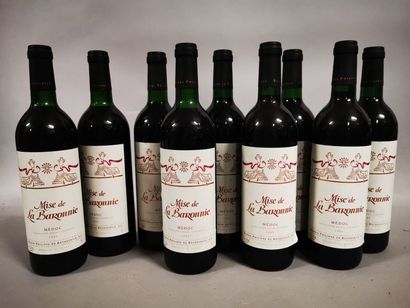 null 9 bouteilles MISE DE LA BARONNIE, Médoc 1995 (els; 6 etlt, 3 elt; 1 TLB, 2 LB)...