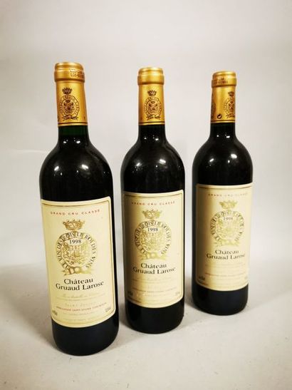 null 3 bouteilles CH. GRUAUD-LAROSE, 2° cru Saint-Julien 1998 (etls; 2 etla) 